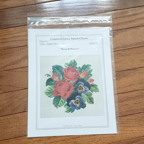 Rose and Pansies Counted Cross Stitch Chart by Ellen Maurer-Stroh 1998 - Picture 5 of 5